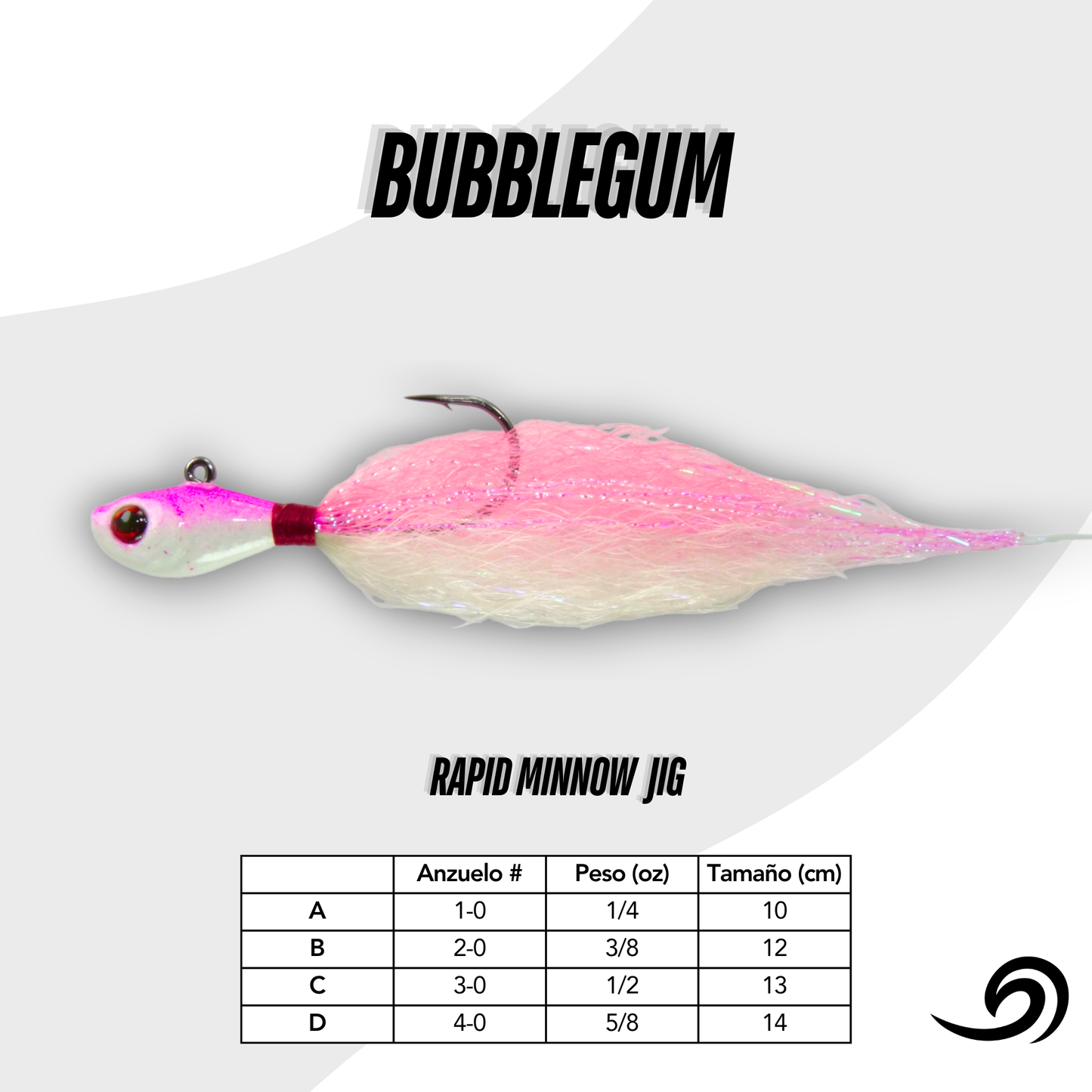 Bubblegum Rapid Minnow 12 Jigs Pack.
