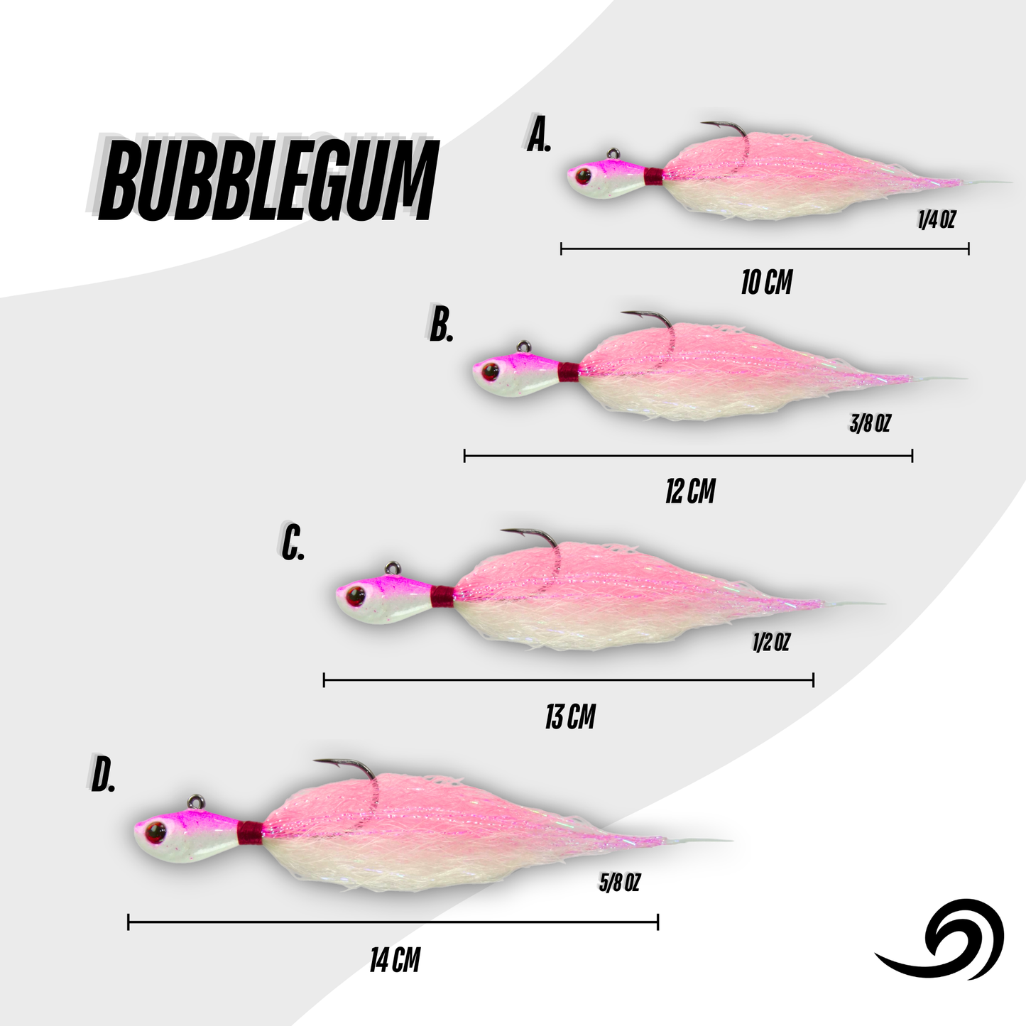 Bubblegum Rapid Minnow 12 Jigs Pack.