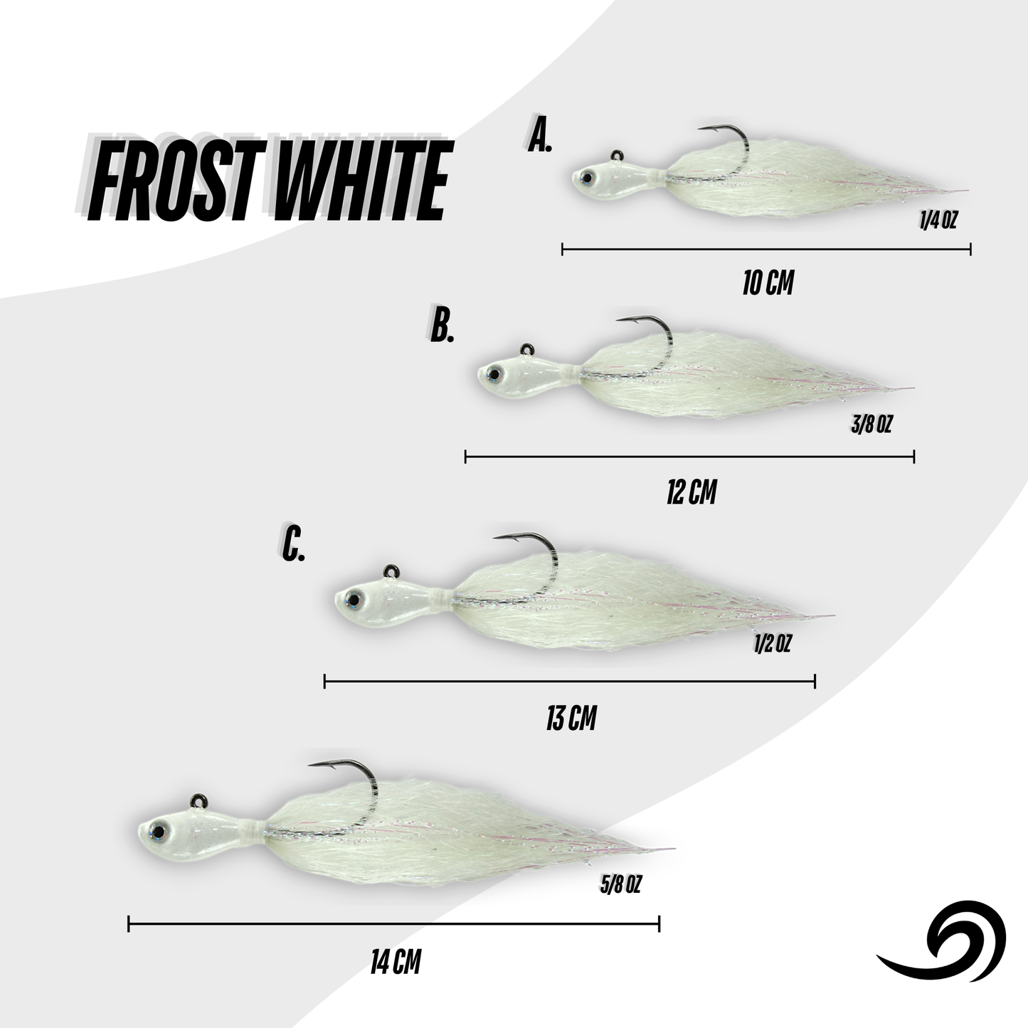 Frost White Rapid Minnow 12 Jigs Pack.