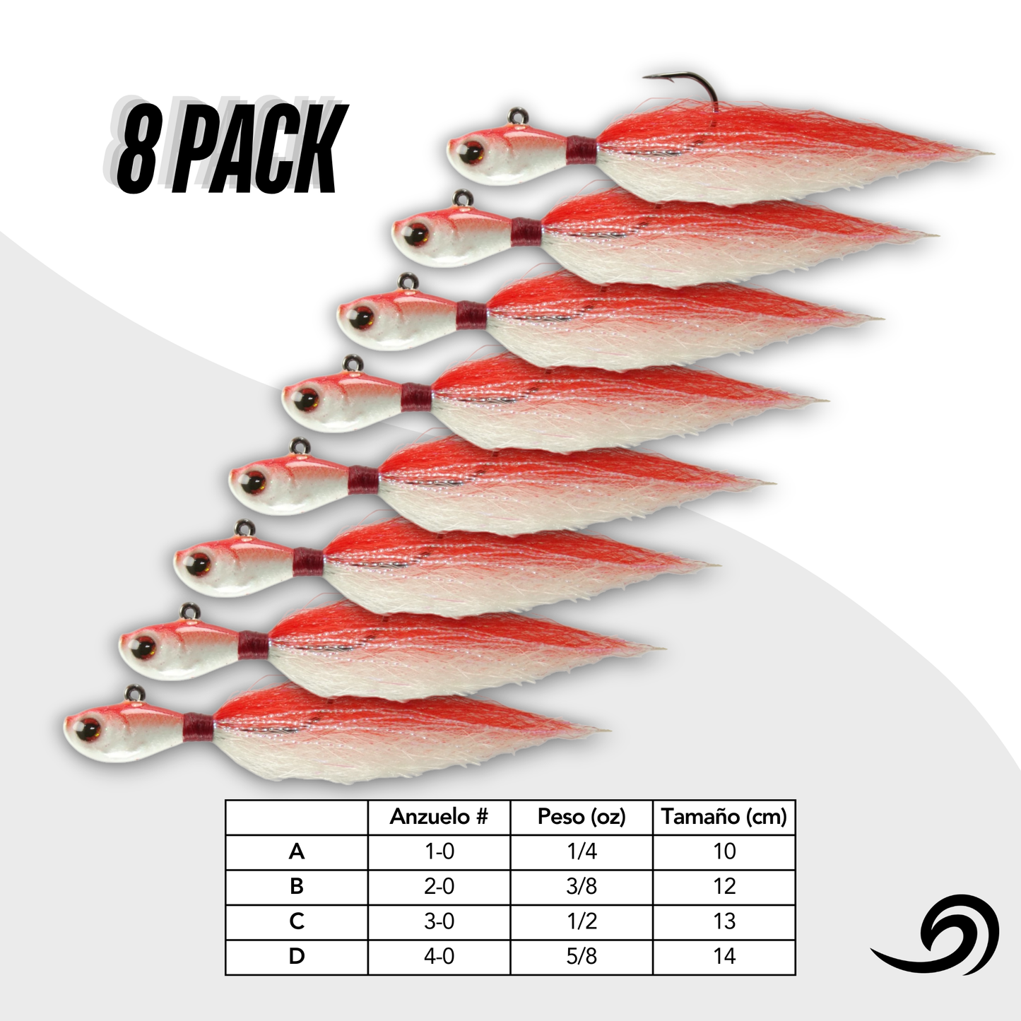 Scarlet Berry Rapid Minnow 8 Jigs Pack.