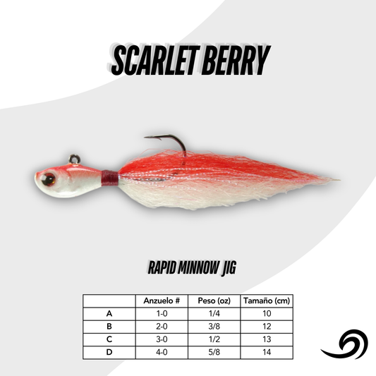 Scarlet Berry Rapid Minnow Jig.