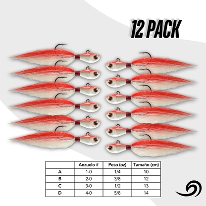 Scarlet Berry Rapid Minnow 12 Jigs Pack.